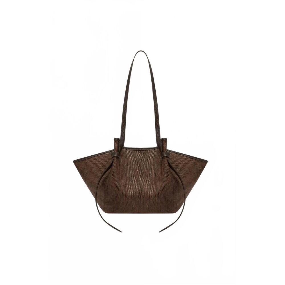 NEW YUZEFI women's mochi tote bag in fudge woven raffia
